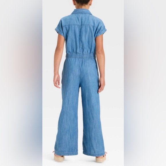 Girls Adaptive Short Sleeve Jumpsuit-Medium Wash XL(14) - Picture 5 of 5